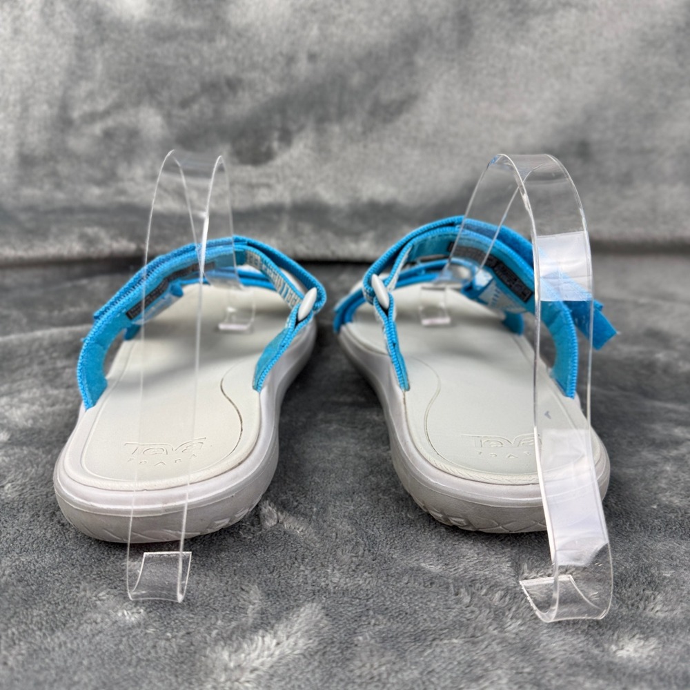 Teva Sandals Women's Sz Strappy Walking Sandal Aqua Blue White Pattern Comfort - Picture 9 of 12